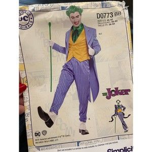 COPY - The JOKER Costume Sewing Pattern Sizes 46-52 UNCUT Simplicity 0773/8195